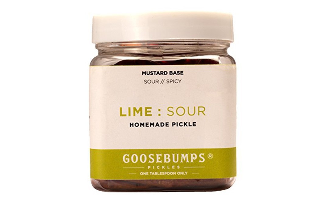 Goosebumps Lime : Sour (Mustard Base Sour / Spicy) Homemade Pickle   Glass Jar  250 grams